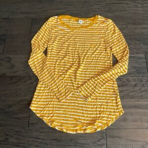 Women’s Old Navy Yellow and White Striped Long Sleeve Tee - Size Small